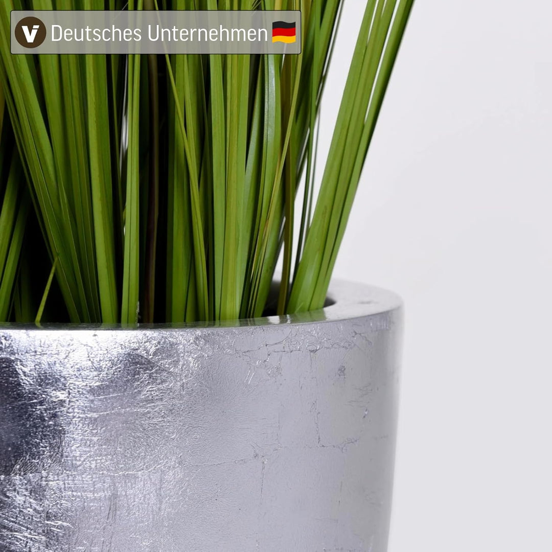 VIVANNO Pflanzkübel Pflanzgefäss Blumenkübel exklusiv Fiberglas Silber Opala - 55 x 40 cm Silber Hoc