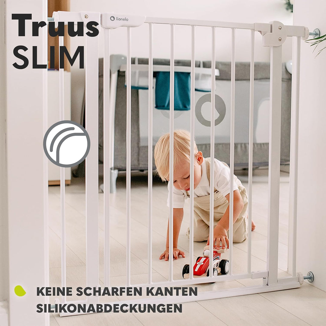 Lionelo Truus Slim Sicherheitstor, Verstellbare Breite von 75 bis 105 cm mit Press-Fit, Höhe 77 cm,