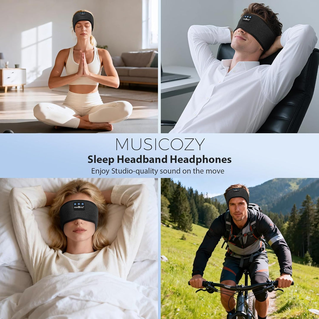 MUSICOZY Schlafkopfhörer Bluetooth 5.4, Bequem & Ultraleicht Stirnband kopfhörer zum Schlafen mit Hi