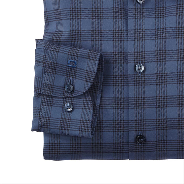 OLYMP Herren Businesshemd Langarm Level Five,Kariert,Body fit,Under Button Down 42 Rauchblau 13, 42