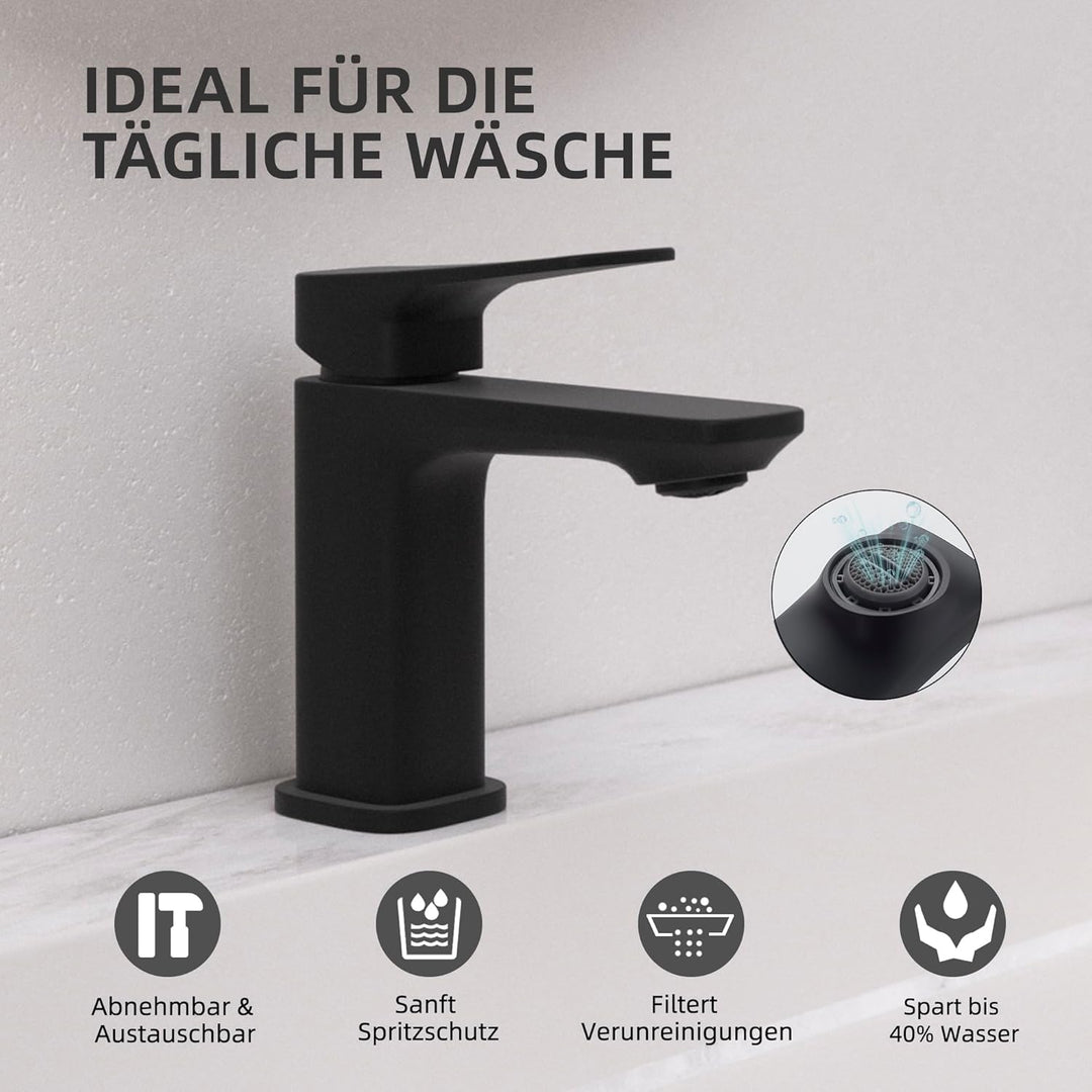 BELZ Wasserhahn Bad,Waschtischarmatur Einhandmischer Armatur Waschbecken mit Auslauf Höhe 82 MM,Wass