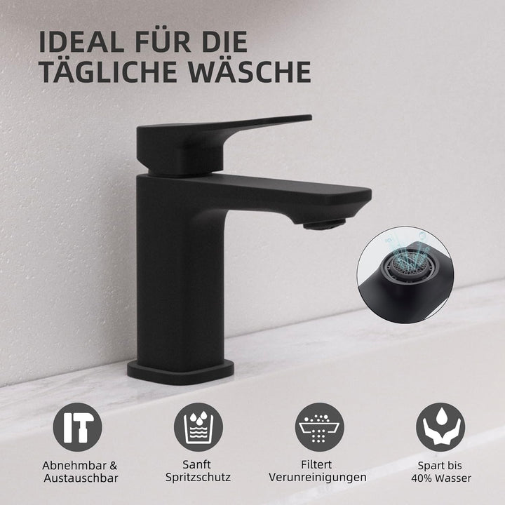 BELZ Wasserhahn Bad,Waschtischarmatur Einhandmischer Armatur Waschbecken mit Auslauf Höhe 82 MM,Wass