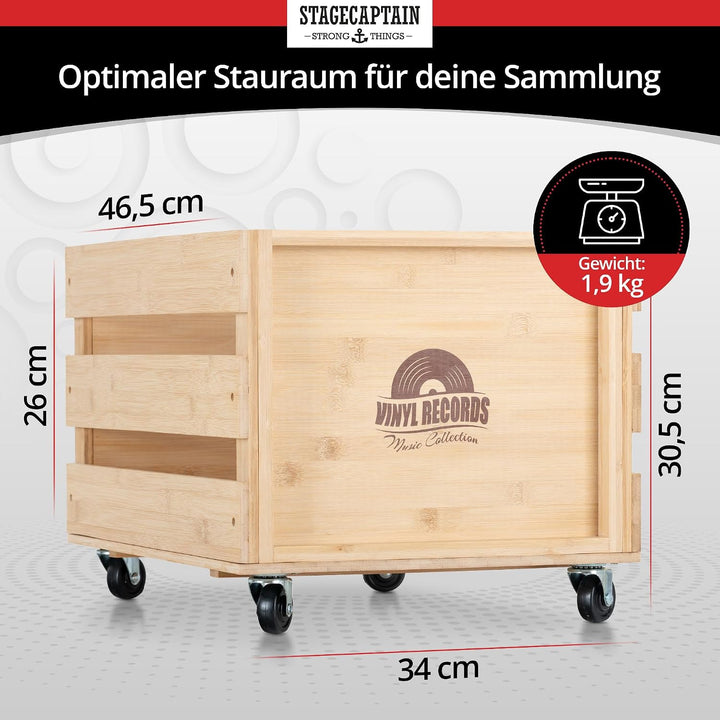 Stagecaptain SPKB-100 NT Bambus Schallplattenkiste “Emil” 2x SET - Aufbewahrungsbox für bis zu 100 L