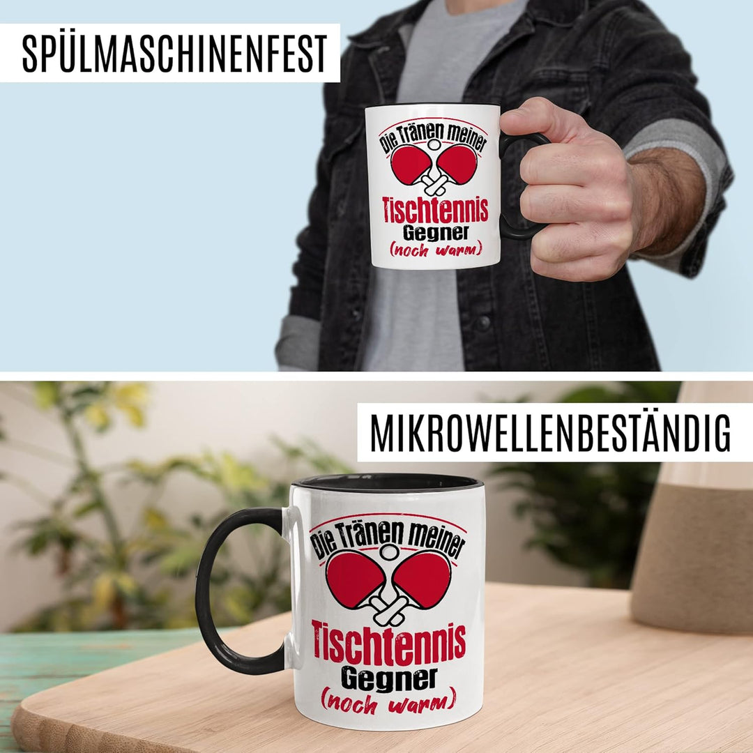 Tischtennis Tasse Tränen noch warm lustiger Spruch Geschenkidee Ping Pong Kaffeetasse Geschenk für T