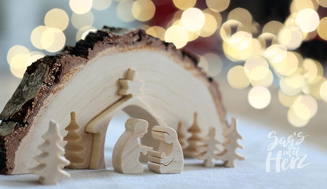 Thankgoods Holzkrippe 11,5 cm Motivbreite. Schönes Geschenk.