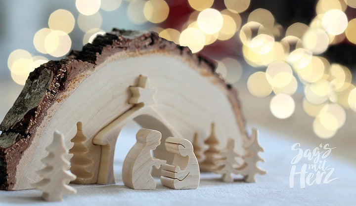Thankgoods Holzkrippe 11,5 cm Motivbreite. Schönes Geschenk.