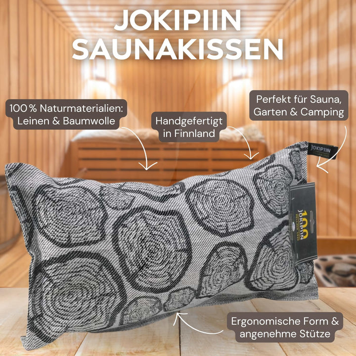 Jokipiin Premium Saunakissen 40 x 22 cm | 100% Made in Finland | ReisekissenLeinen Baumwolle