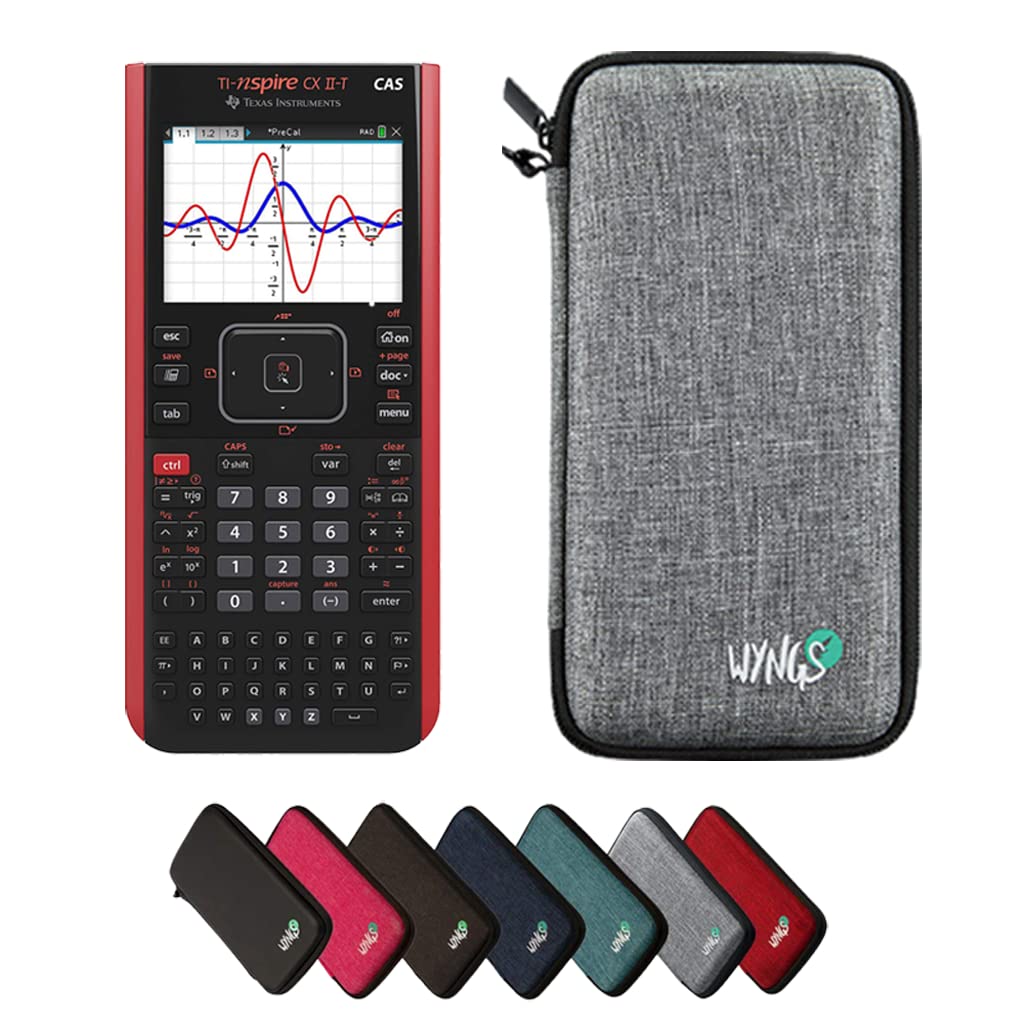 CALCUSO Sparpaket: TI Nspire CX II-T CAS Grafikrechner + WYNGS Schutztasche hellgrau + Erweiterte Ga