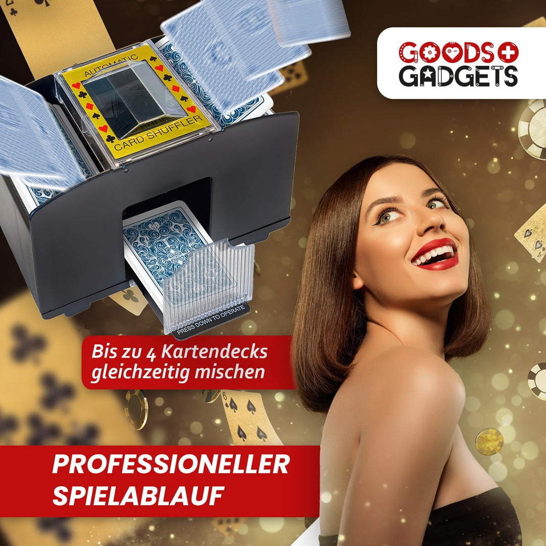 Elektrischer Kartenmischer Automatische XXL Karten-Mischmaschine für 4 Decks; Batteriebetrieben für