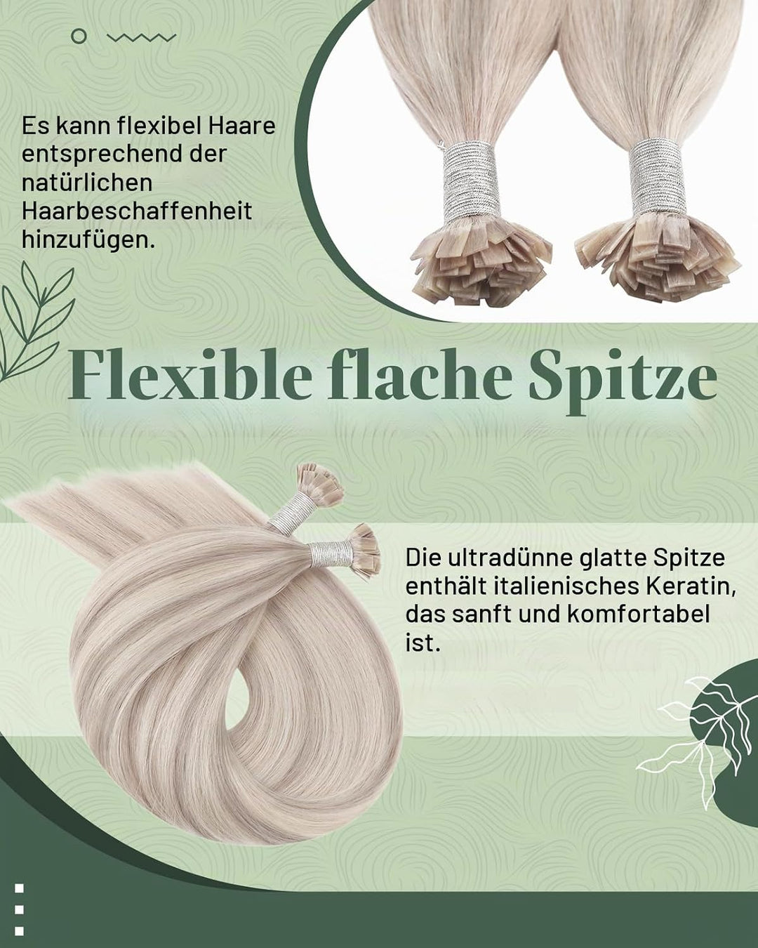 Ugeat Flat Tip Extensions Echthaar Bondings Blond Natürlich 40cm Bonding Extensions Echthaar Aschblo