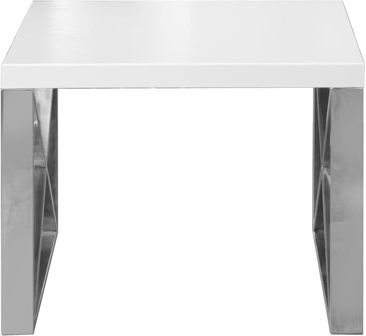 DRW Beistelltisch aus MDF und Metall in Weiss und Grau 50 x 50 x 43 cm, bunt, estandar