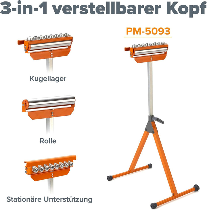 BORA Portamate PM-5093 Tri Function Standwalze, 28,6 cm, polierte Stahlrolle, Kugellager, multidirek
