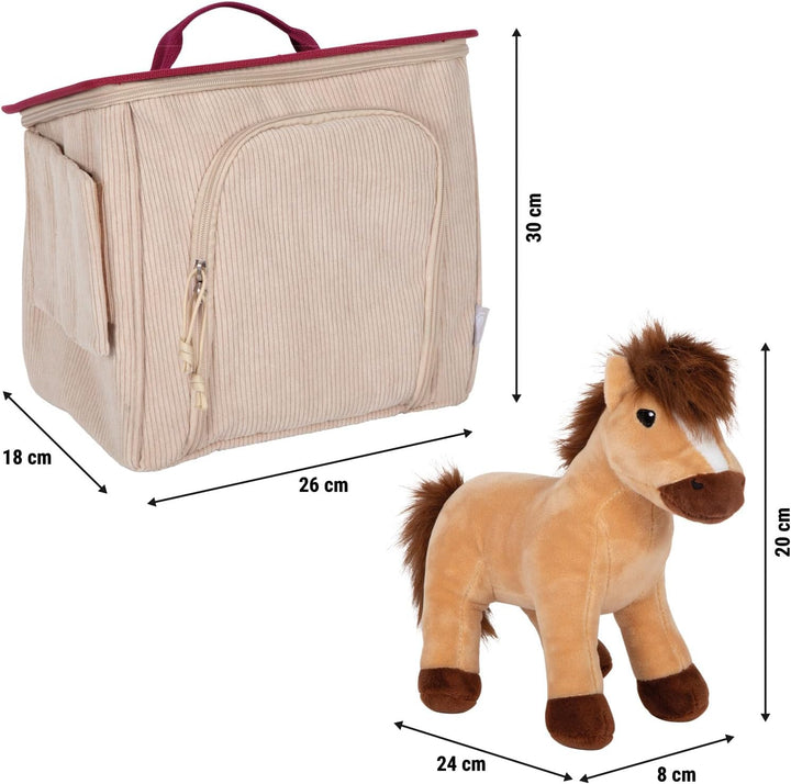small Foot Spielset Pferd mit Stall und Zubehör in der Tasche, Plüschpferd mit vielseitiger REIT- un