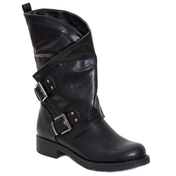 Toocool - Stiefel, Damen, niedrig, Biker, Stiefel, Stiefel, Schnallen Amphibien SA9907 41 EU Schwarz