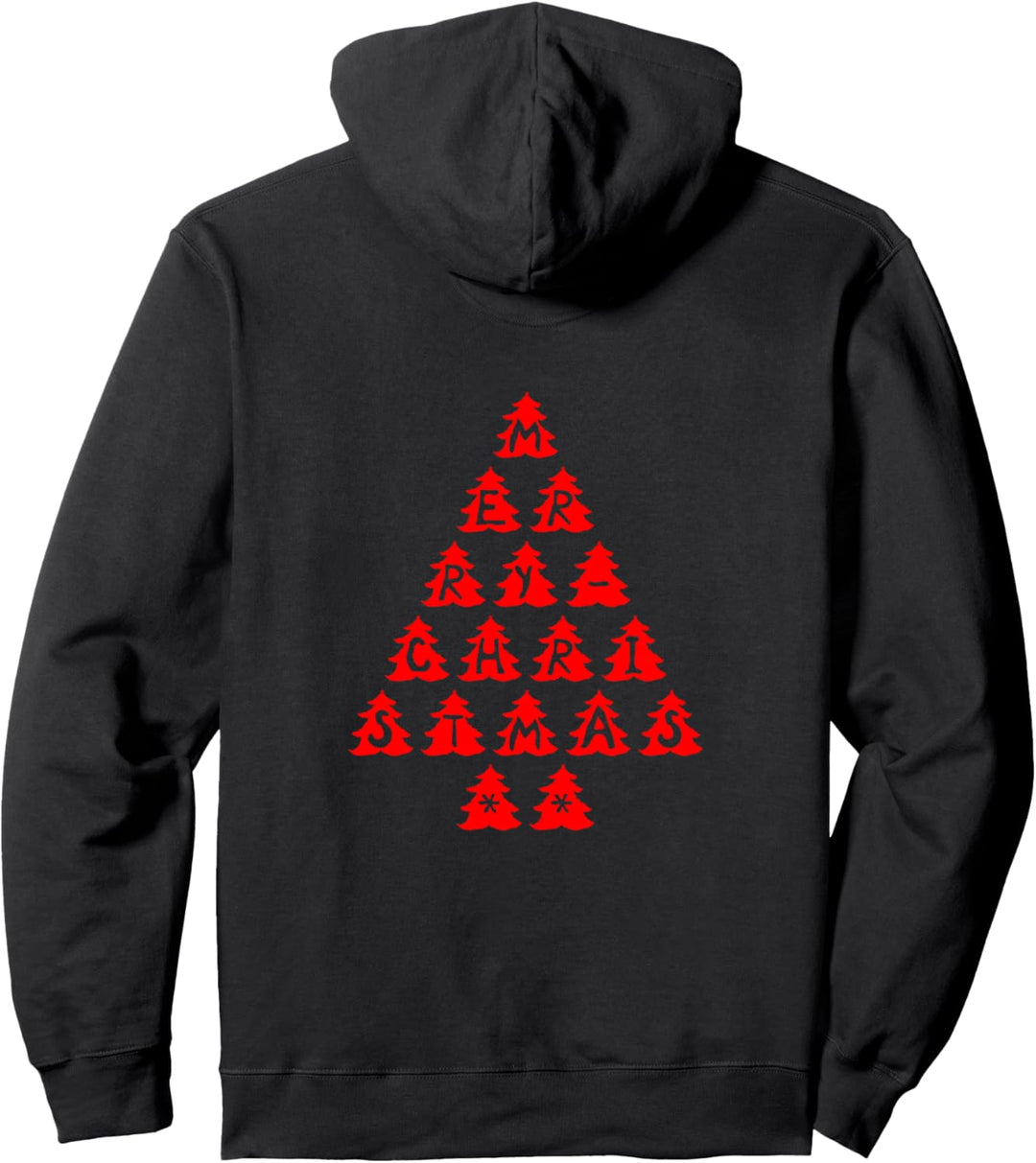 Merry Christmas - Frohe Weihnachten - Baum Rot Farbe Pullover Hoodie