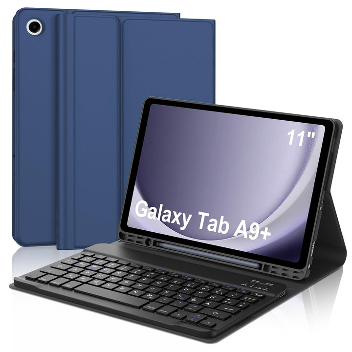 Hülle mit Tastatur für Samsung Galaxy Tab A9+ 11" (2023, SM-X210/X215/X216), Deutsch QWERTZ Keyboard