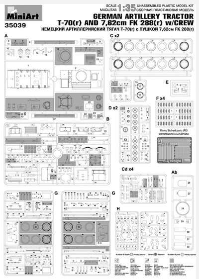 MiniArt 35039 - Deutsche T-70+76,2mm FK 288 mit Crew