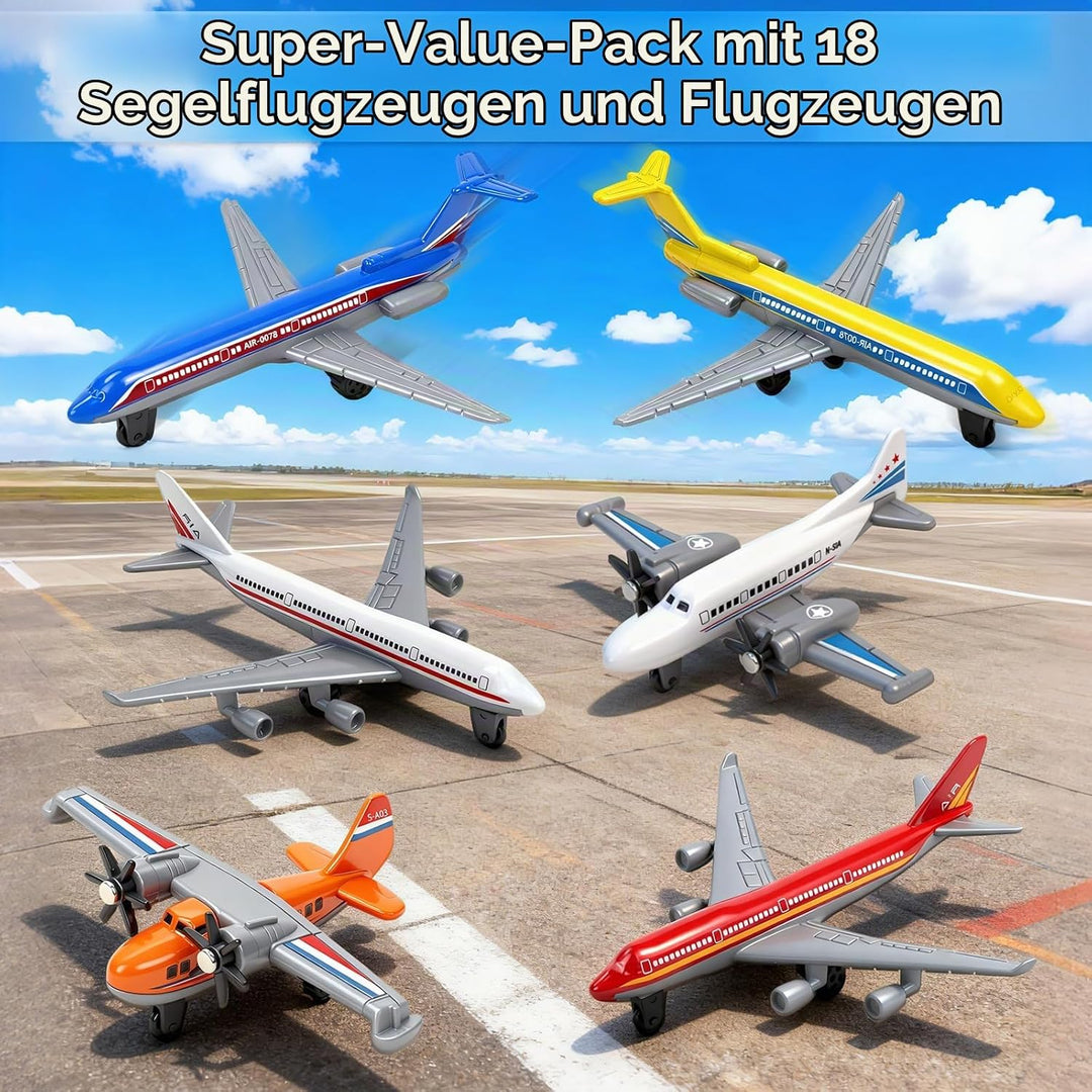 YongnKids 18 Pack Spielzeug Flugzeug, Diecast für Jungen Alter 3 4-7 8-12, Legierung Flugzeuge Model