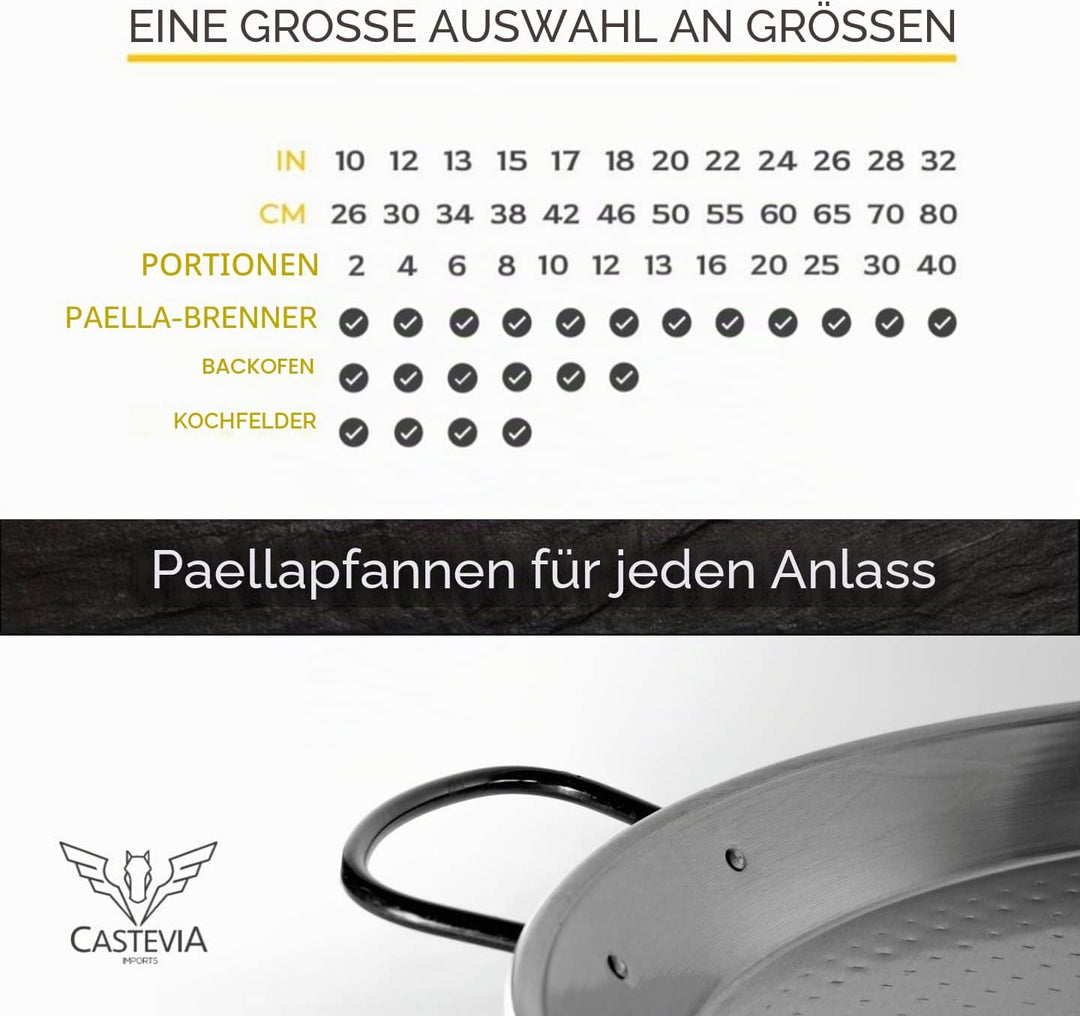 La Valenciana 55 cm, Stahl poliert Paella-Pfanne, Schwarz Ø 55 cm, Ø 55 cm