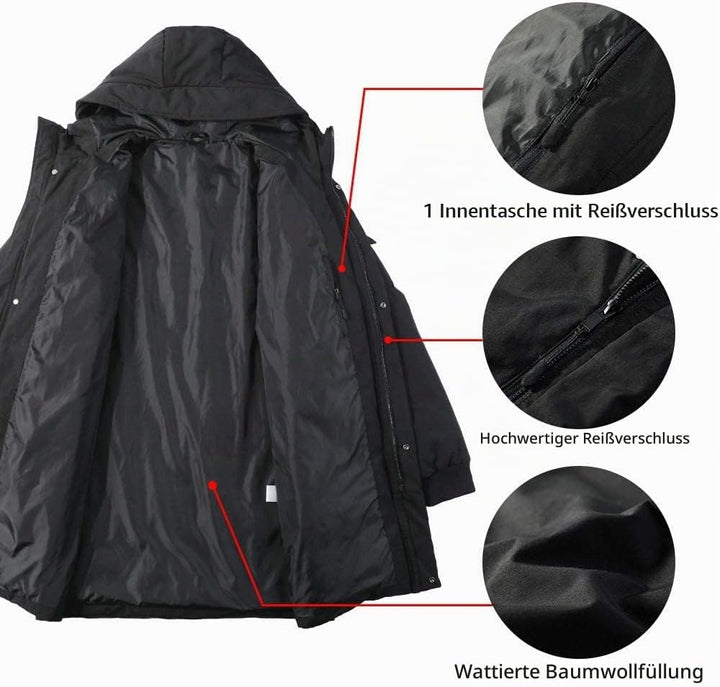 Winterjacke Herren Parka Outdoor Coat Wintermantel Herren Lang Warm Daunenjacke Thermojacke Steppman