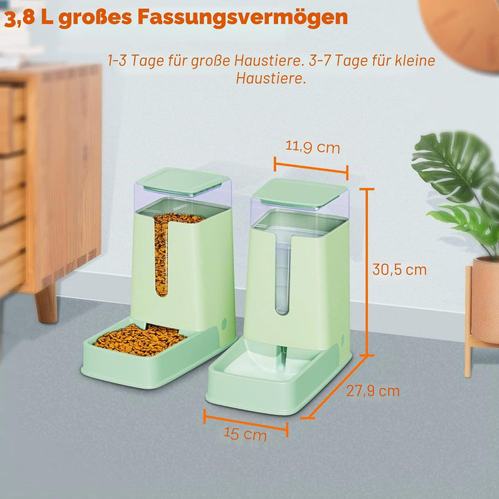 Automatischer Futterspender für Hunde und Wasserspender, Grün
