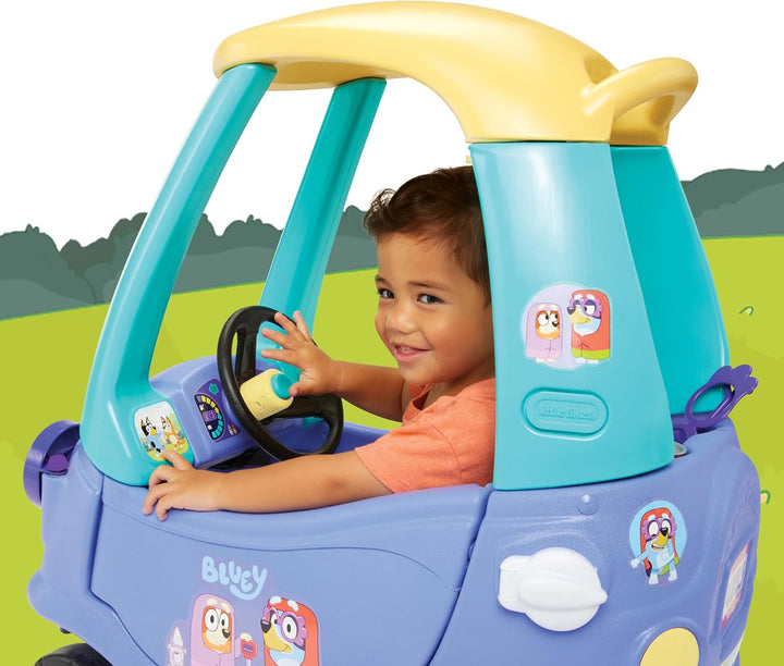 Little tikes Bluey Grannies Car Coupe - Mit 2 Zubehörteilen, Bluey Aufsitzauto, für Jungen und Mädch