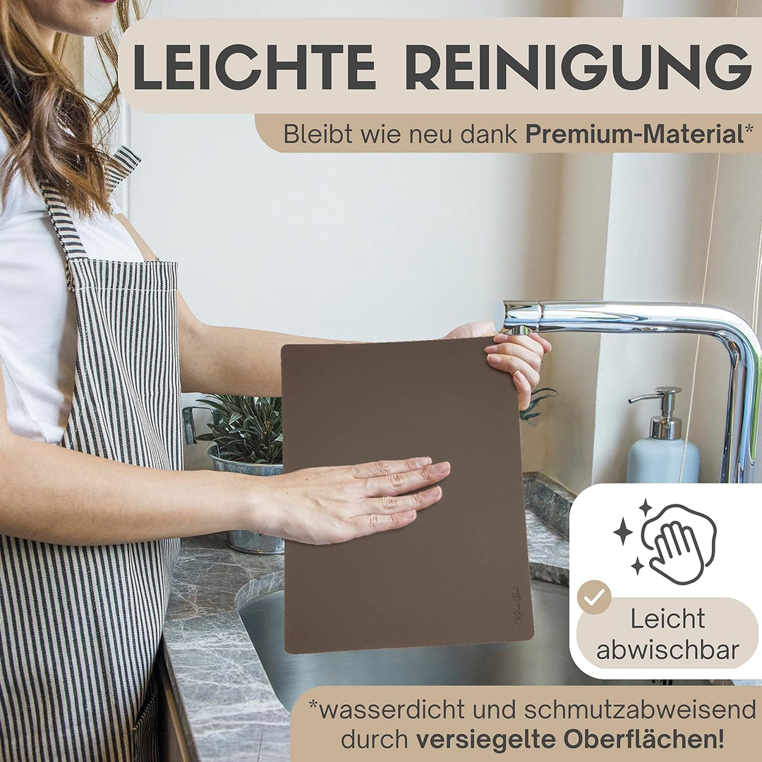 Mahewa® 6er Set Premium Tischset aus Kunstleder - Platzset abwaschbar und wasserdicht - Platzdeckche