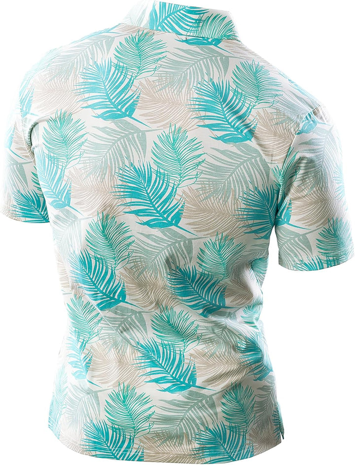 JOGAL Herren Golf Poloshirts Kurzarm Floral Sommer Freizeithemd Regular Fit Sport Outdoor Polo Tshir