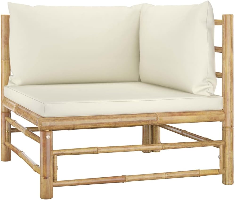 vidaXL Gartenmöbel 3-TLG. mit Cremeweissen Kissen Garten Garnitur Sitzgruppe Sofa Lounge Gartensofa
