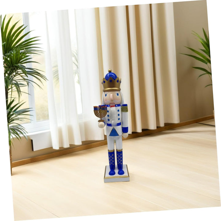 Ciieeo Nussknacker-Soldat-Puppe Aus Holz Blau-weiss Traditionelle Nussknacker-soldatenfigur Chanukka