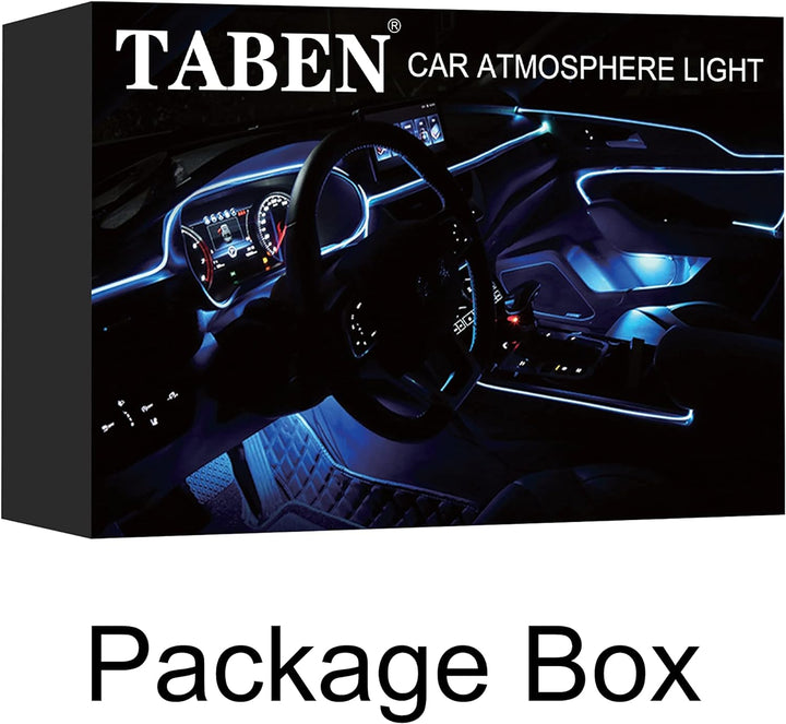 TABEN Auto Atmosphärenlicht Kit Musiksynchronisation Mehrfarbig RGB 16 Millionen Farben 3 Meter Glas