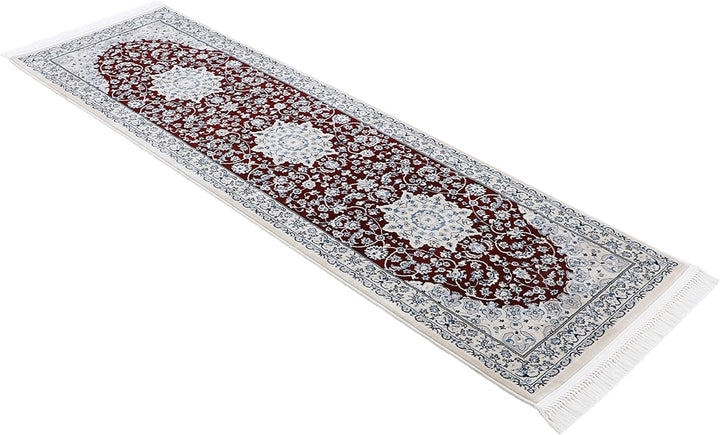 carpetfine Orientteppich Nain Diane Rot 75x200 cm Läufer | Tradtioneller Teppich für Schlaf- und Woh