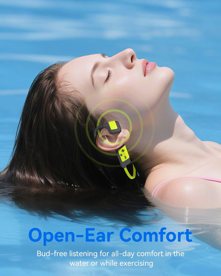 MONODEAL Knochenschall Kopfhörer Schwimmen Bluetooth 5.4 IP68 Unterwasser 8G MP3 Open Ear Sport-Kopf
