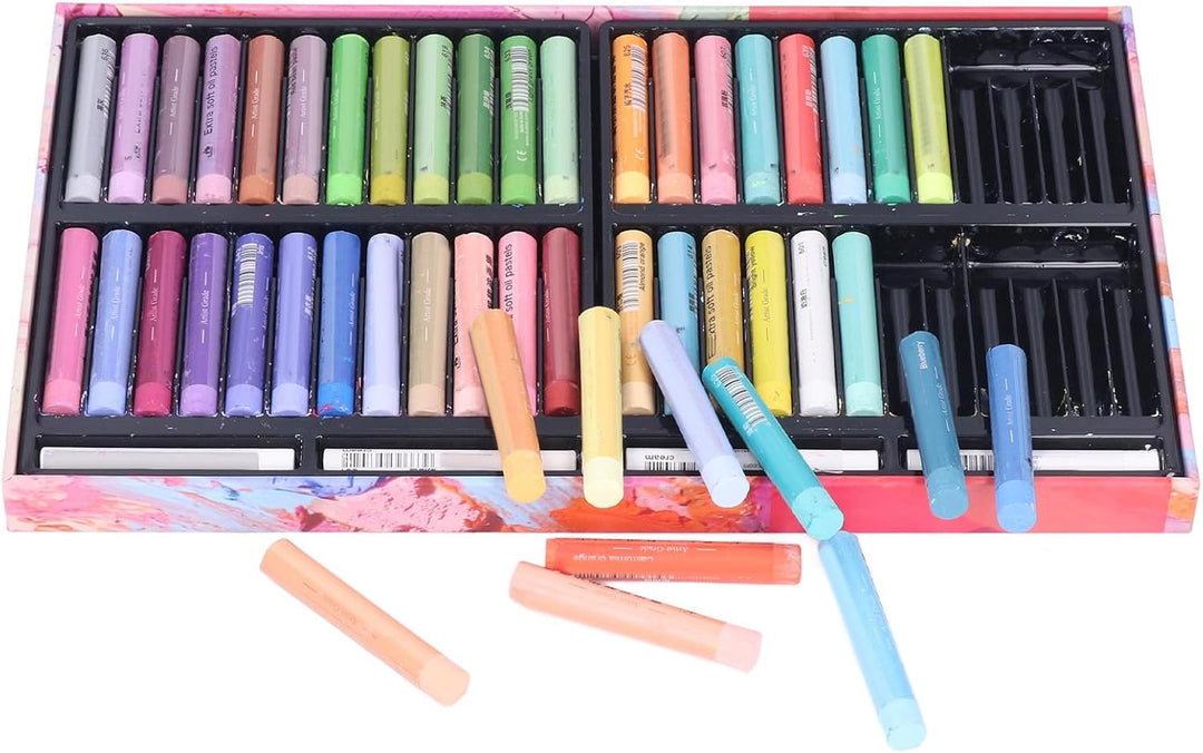 Qcwwy Öl-Pastell-Set, 52 Stück Super Weiches Öl-Pastell-Set Gemischtes Öl-Pigment-Wachs-Pastell-Kuns