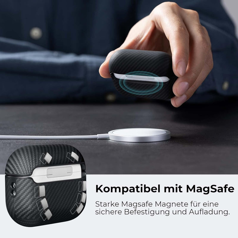 PITAKA Hülle für AirPods Pro 2 Magnetische Schutzhülle Kompatibel mit Magsafe mit Rundumschutz aus A