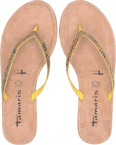 Tamaris Damen Pantoletten 27102-24, Frauen Clogs&Pantoletten 37 EU Gelb Sun Snake Uni 624, 37 EU Gel