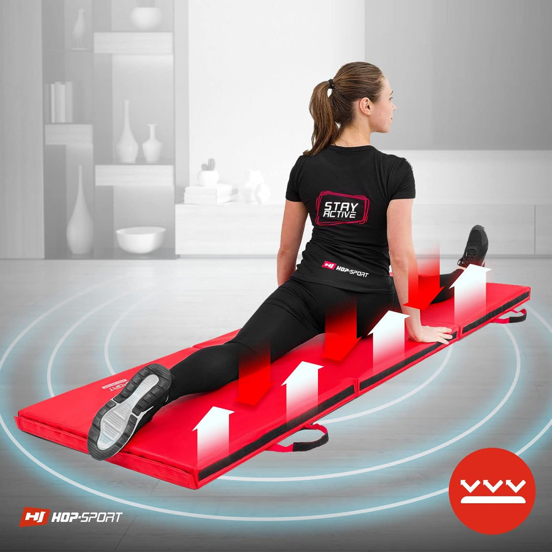 Hop-Sport Turnmatte klappbar - Bodenweichmatte für zuhause 180x60x5cm - Fitnessmatte, Gymnastikmatte