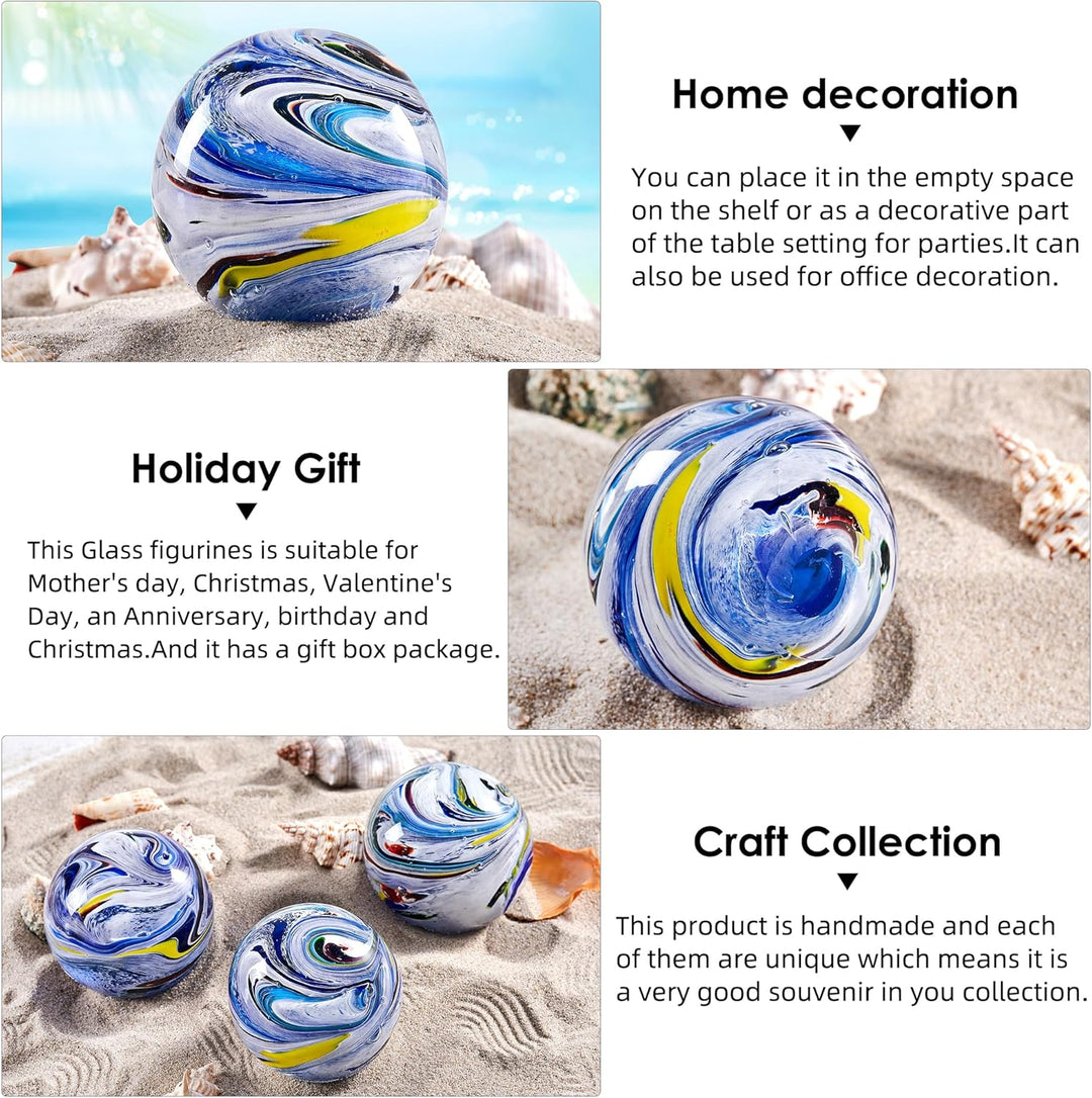 Handgeblasene Glasfiguren, Kugel, Planet, Briefbeschwerer für Geburtstagsgeschenk (weisser Stern) We
