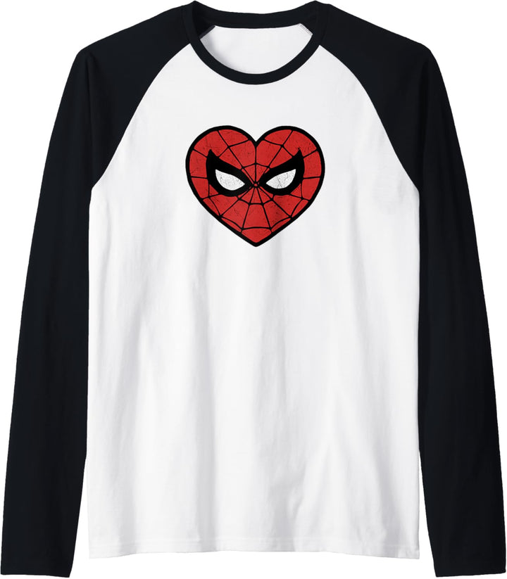 Marvel Spider-Man Face Mask Valentine's Heart Logo Raglan