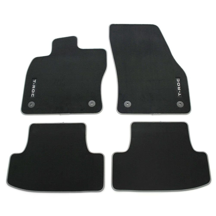 Volkswagen 2GA061270WGK Premium Textil Fussmatten 4X Velours Stoffmatten schwarz mit T-ROC Schriftzu