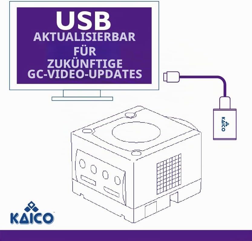 Gamecube HDMI Adapter für Original Nintendo Gamecube mit GCVideo Software - Unterstützt 2-Fach Zeile