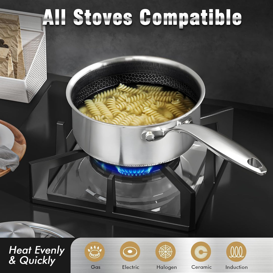 AuFranc® Nonstick Edelstahl-Topf (1L) 0.9 Liter, 0.9 Liter