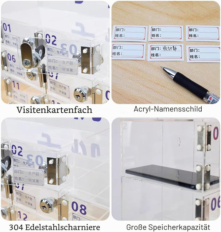 LVRUIEDS Handyaufbewahrung, Persönliche Aufbewahrungsbox Mit 12/15/20/25/30/40 Steckplätzen, Transpa