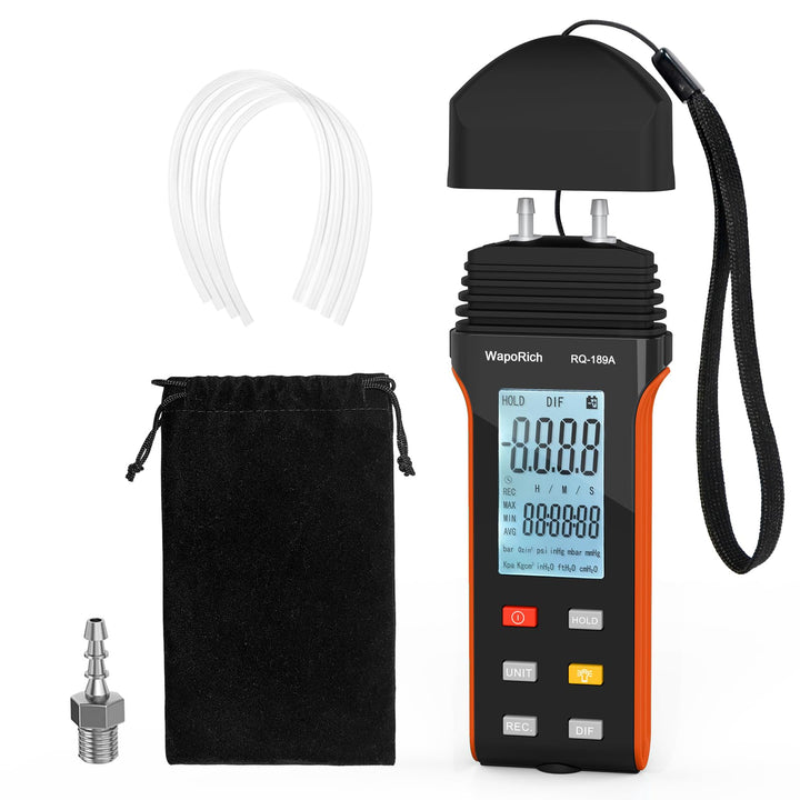 Manometer Gasdruckmessgerät, Differenzdruckmessgerät Digital Dual Port Luftdruckmessgerät für HVAC m