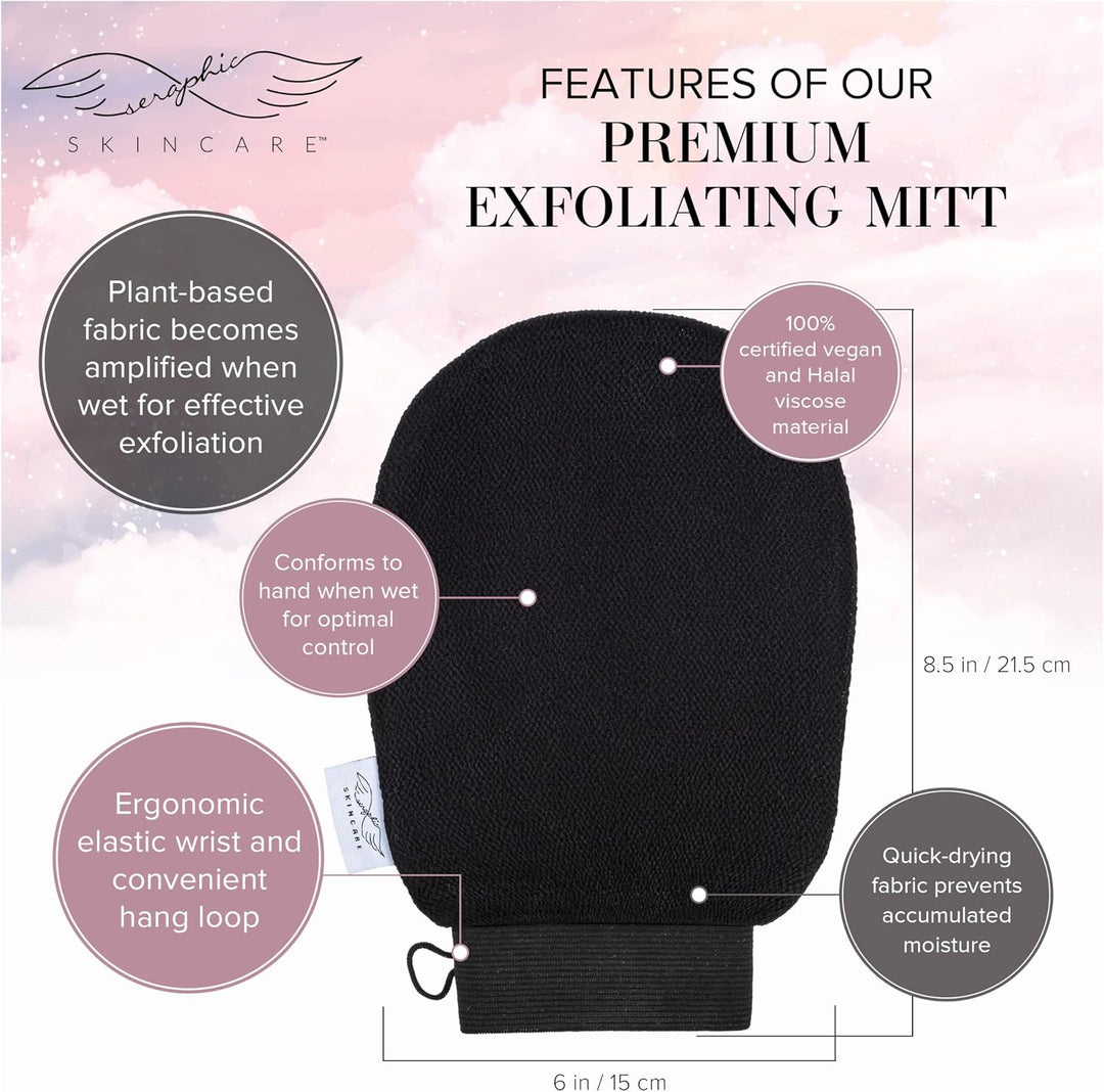 Seraphic Skincare (Original) Premium Exfoliating Mitt for Body (2 pc) – veganes Körperpeeling