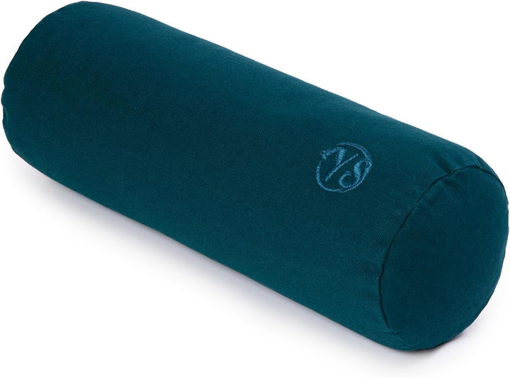 Yoga Studio Bio-Buchweizen-Mini-Nackenrolle, perfekt für Yoga und Rückendehnung, 32 x 12 cm Blaugrün