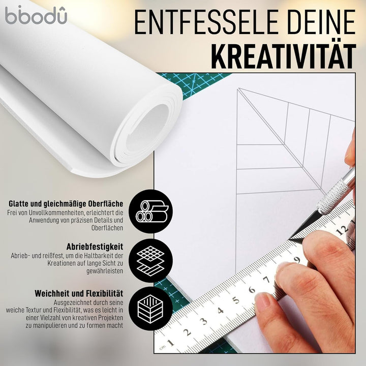 Roll Eva Foam 5mm Weiss Farbe | Moosgummi 5mm Dicke | Grösse 150cm x 32cm, Dichte 80 kg/m3 | Eva Foa