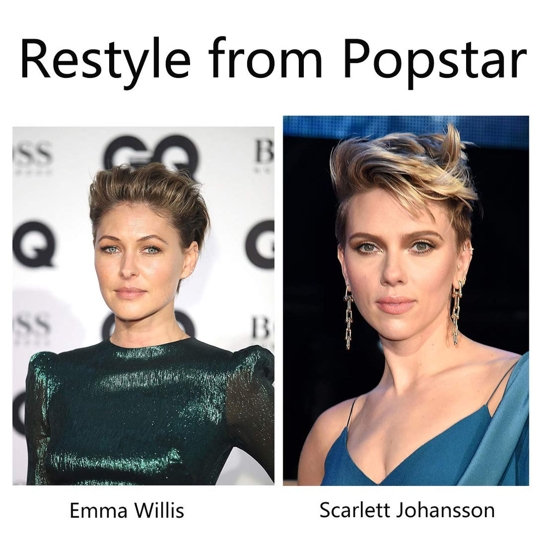 DÉBUT Echthaar Perücke mit Filmansatz kurz Pixie Damen Perücke Lace Front Wigs 22cm 79g (1B：schwarz)