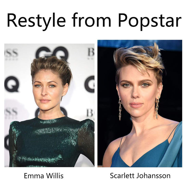 DÉBUT Echthaar Perücke mit Filmansatz kurz Pixie Damen Perücke Lace Front Wigs 22cm 79g (1B：schwarz)