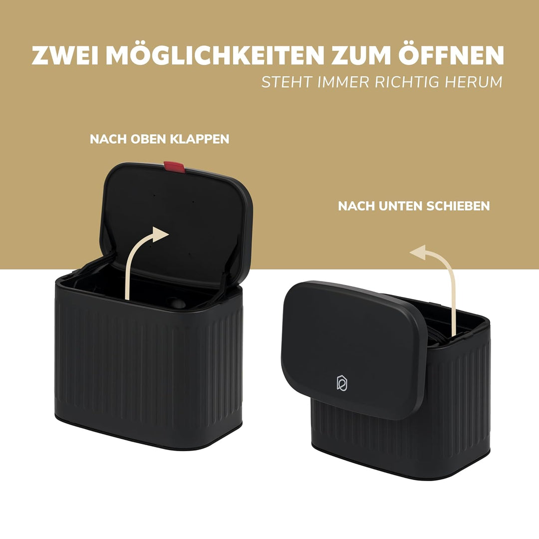 eluno Abfalleimer, Küchenmülleimer mit Schiebedeckel zum Hängen, Stellen oder Kleben, 3 Liter Fassun